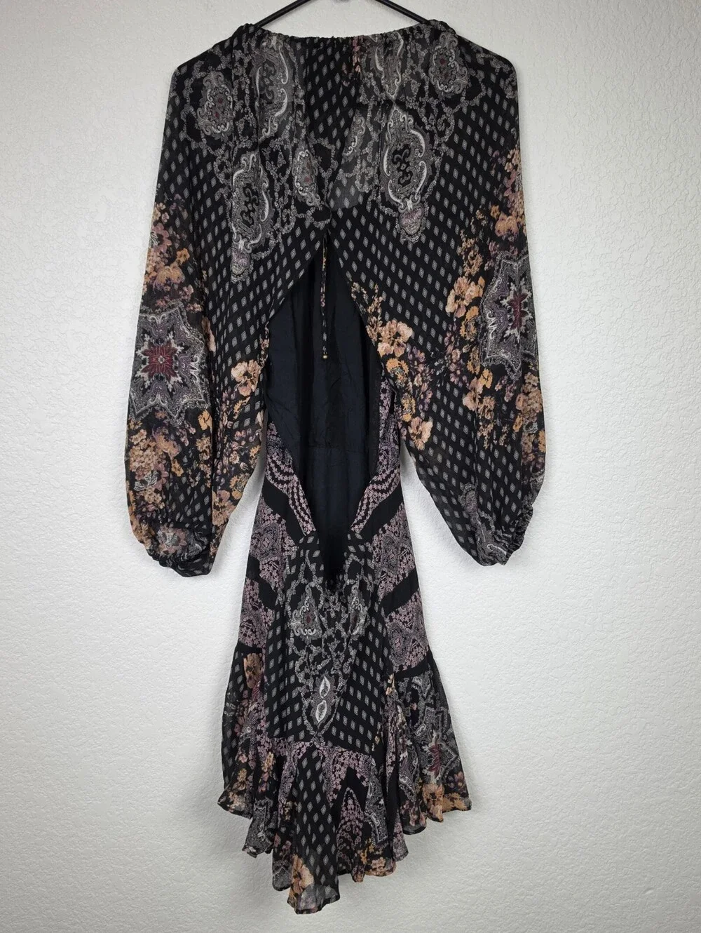 Free People Mini Long Sleeve Open Back Dress